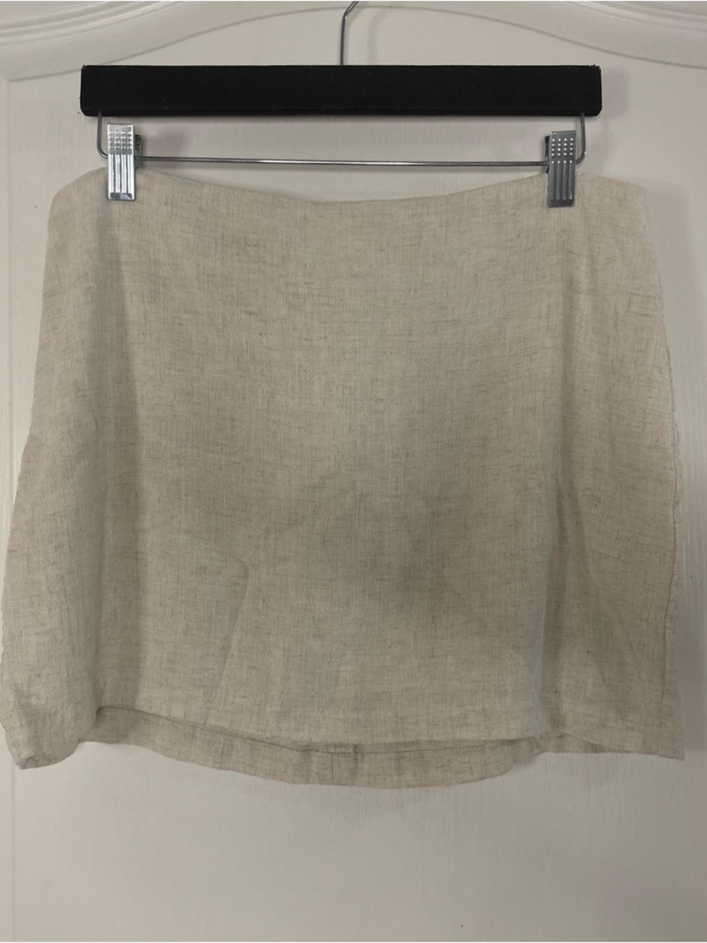 naked wardrobe Light Beige Linen Mini Skirt - Casual Neutral